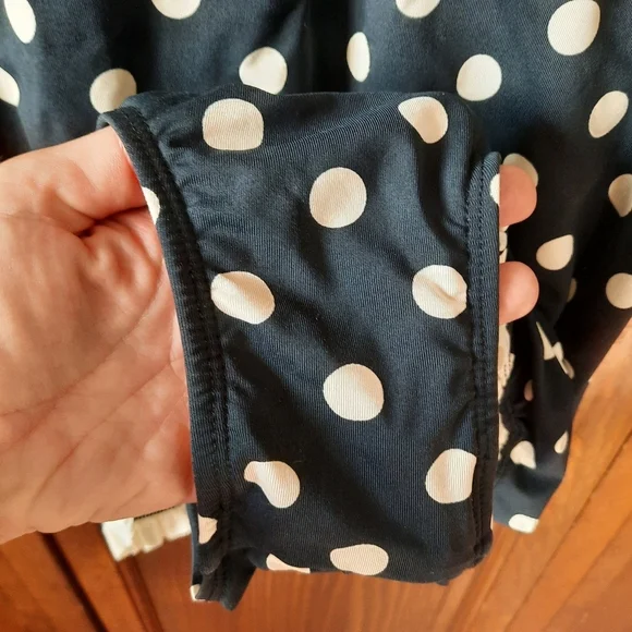 Bettie Page Retro Polka Dot Ruffle Trim One Piece Swim Dress Navy Blue Size 16W - Picture 8 of 16